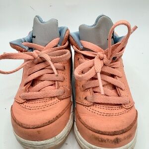 Jordan Kids Peach/Gray High-Top Sneakers